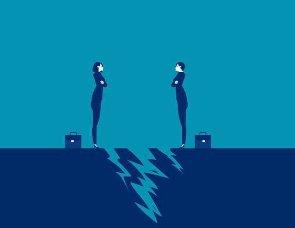Duas mulheres de negócios enfrentam-se em frente ao crack. ilustração do vetor parceiro de negócios - Vetor, Imagem