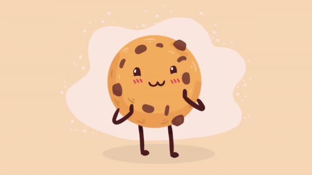 cookie kawaii food character animace, 4k video animované - Záběry, video
