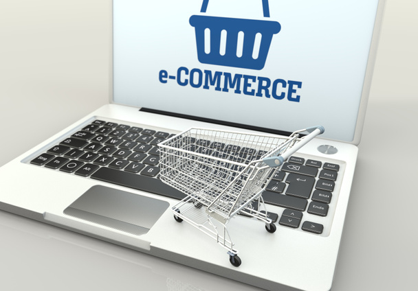 Ηλεκτρονικό εμπόριο και καλάθι αγορών, εικόνα ηλεκτρονικού εμπορίου - Φωτογραφία, εικόνα