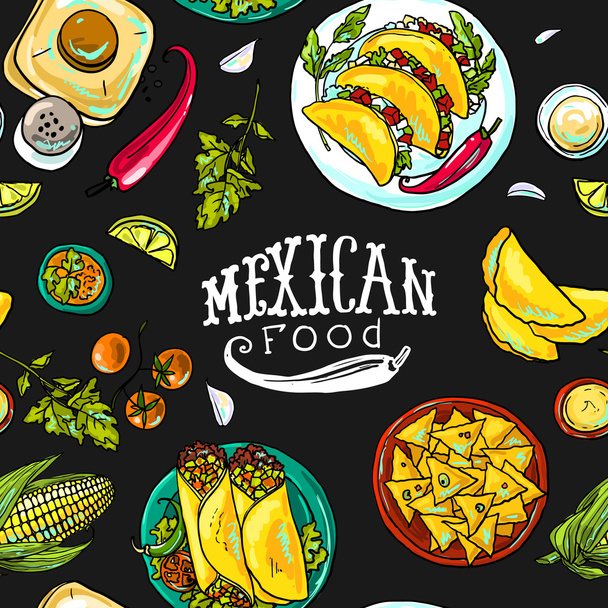simpless pattern mexican food - Vector, Imagen
