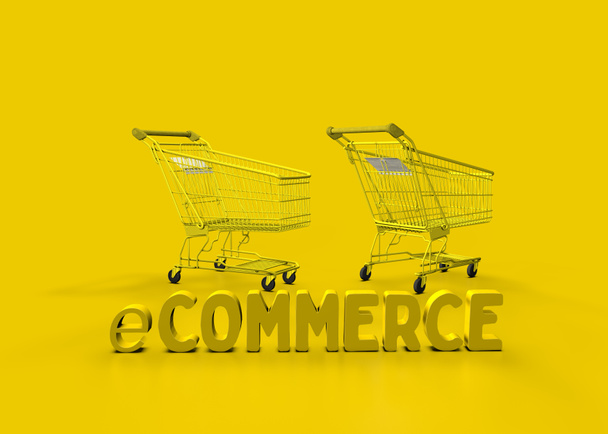 e-commerce en marktkar, e-commerce imago - Foto, afbeelding
