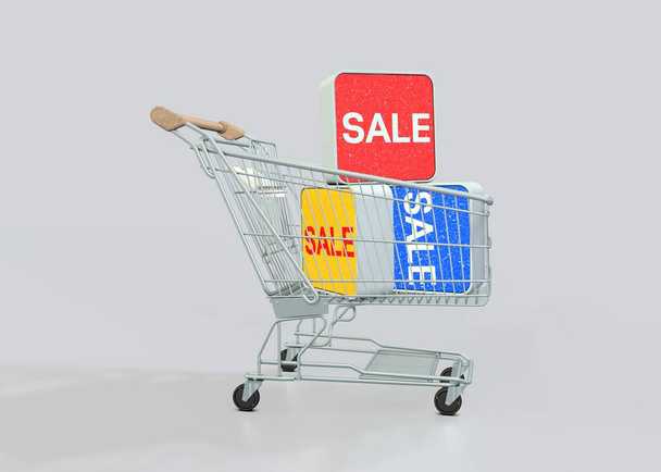 e-commerce i koszyk rynkowy, wizerunek e-commerce - Zdjęcie, obraz