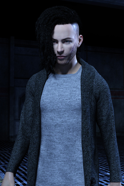 masculino 3D renderizado pessoa dramática iluminação - Foto, Imagem