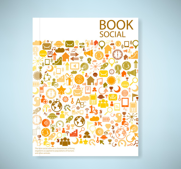 Cover report social network background with media icons  - Photo, Image