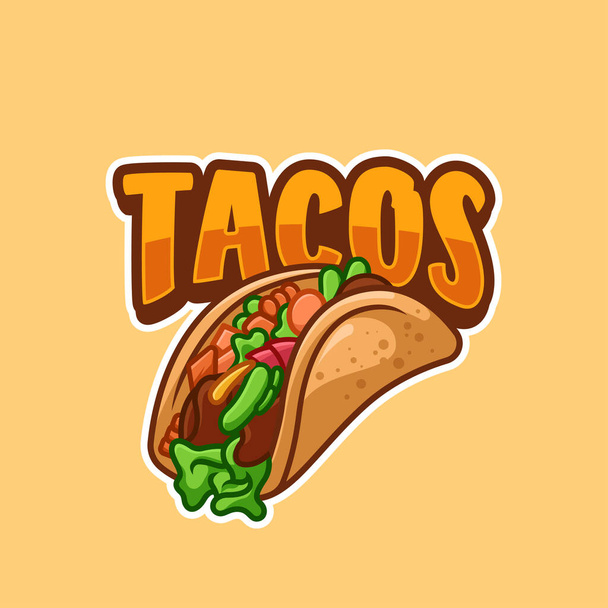 Tacos Amerikaans voedsel Mexicaans culinair logo - Vector, afbeelding