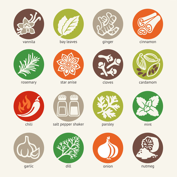 Web simgesi seti - baharatlar, baharatlar ve bitkiler - Vektör, Görsel