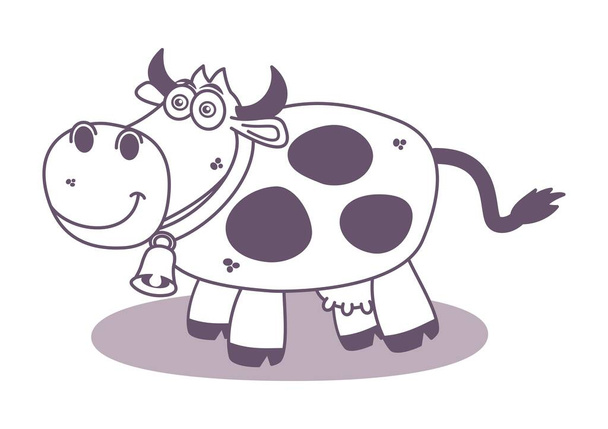 Αφηρημένη απεικόνιση μιας αγελάδας γαλακτοπαραγωγής με καμπάνα σε μωβ χρώμα - διάνυσμα - Διάνυσμα, εικόνα