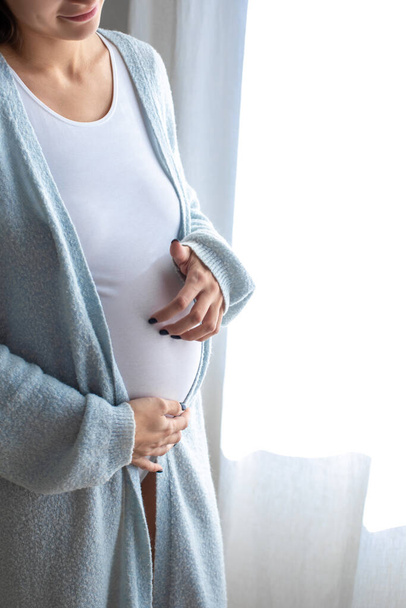 Pregnant. Woman on the third trimester of pregnancy at home - Fotó, kép