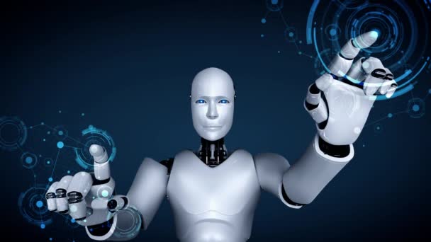 Футуристичний робот штучний інтелект, вологий штучний інтелект, розробка технології програмування штучного інтелекту та концепція машинного навчання. Роботизовані біонічні наукові дослідження для майбутнього людського життя. 3D візуалізація
. - Кадри, відео