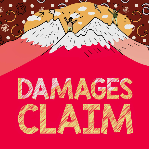 Writing displaying text Damages Claim, Word for Demand Compensation Litigate Insurance File Suit - Photo, Image
