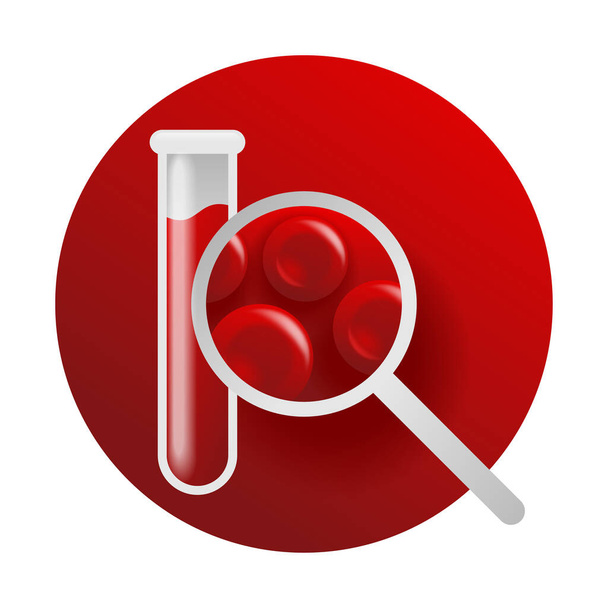 Análisis de sangre completo - Conteo sanguíneo completo CBC icono - información sobre los glóbulos blancos y rojos y la concentración de hemoglobina y hematocrito. Ilustración vectorial aislada - Vector, Imagen