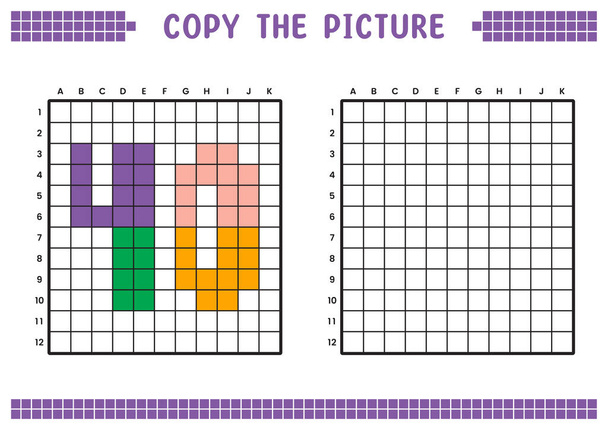 Copy the picture, complete the grid image. Educational worksheets drawing with squares, coloring cell areas. Preschool activities, children's games. Cartoon vector illustration, pixel art. Number 40. - Vector, Image