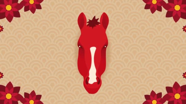 animación animal del zodiaco chino del caballo, animación video de 4k - Metraje, vídeo