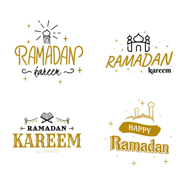 Ramadan Kareem Vector Template Collection. Happy Eid Mubarak Typografie und Eid Al Fitr Schrift 21 - Vektor, Bild