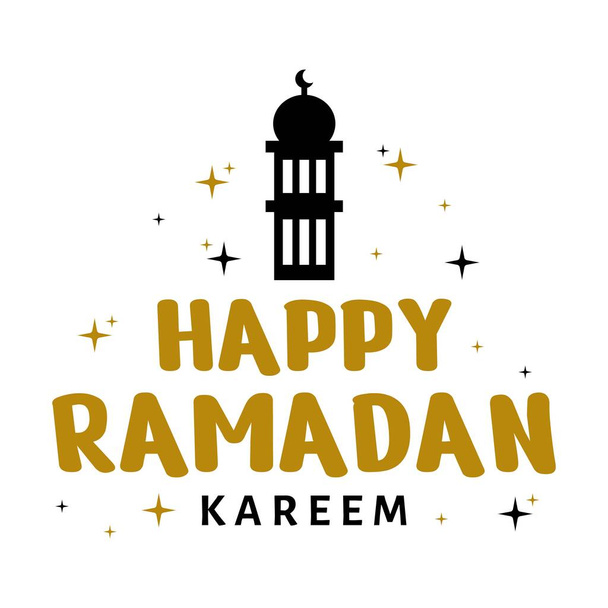 Ramadan Kareem Vector Template. Typography and Lettering Handmade with object badge for Islamic Holy Holiday (em inglês). Tradição muçulmana Caligrafia, escrita à mão Conceito 5 - Vetor, Imagem