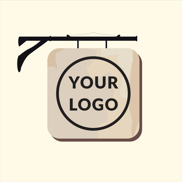 Señalización exterior de madera para la marca del logotipo - Vector, Imagen