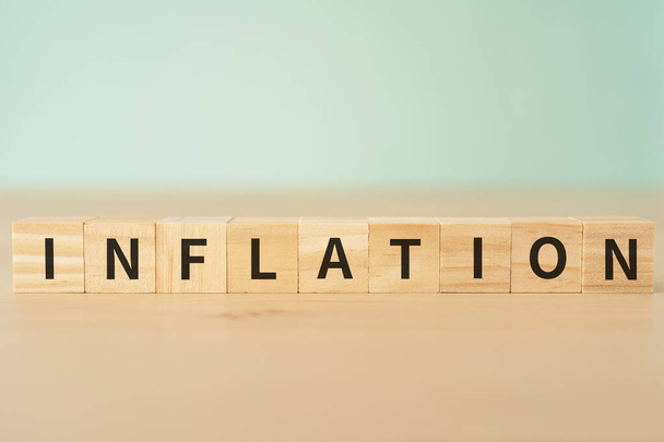 Wooden blocks with "INFLATION" text of concept. - Photo, Image