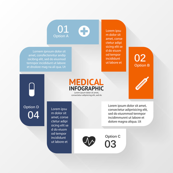 Η ιατρική υγειονομική περίθαλψη κύκλο infographic σύμβολο "συν". - Διάνυσμα, εικόνα