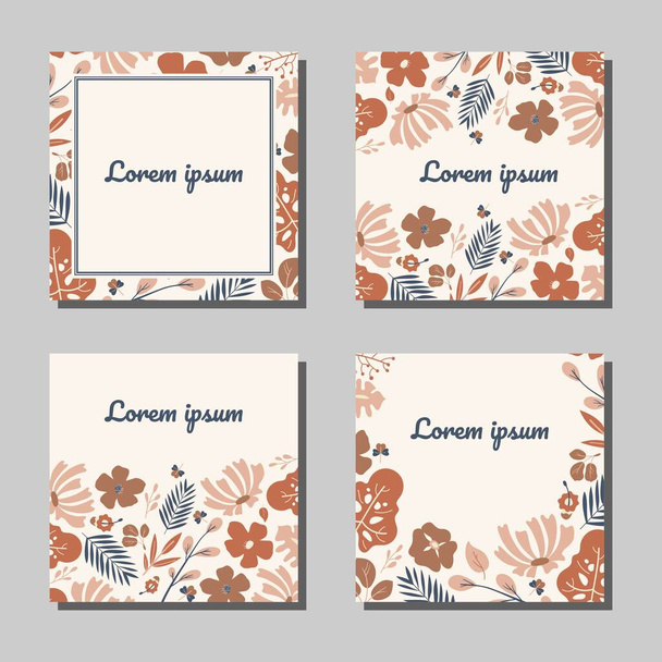 set van platte bladeren ontwerp voor sjabloon voor bruiloft, verjaardag, viering, ceremonie, partij - Vector, afbeelding