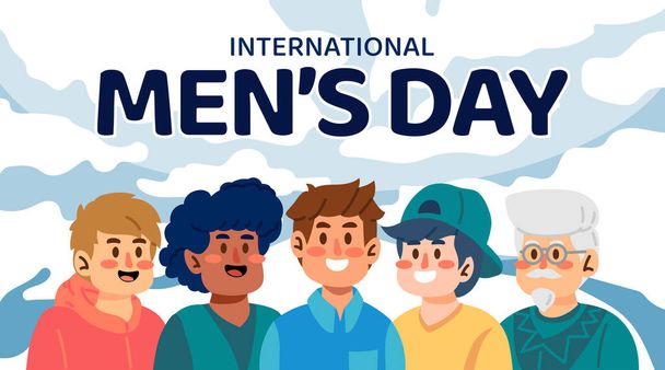 Flat Group of man cartoon illustration. International Men's Day Concept - Vector, Image