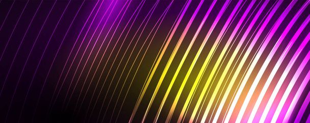 Shiny neon waves, dynamic electric motion, energy or speed concept. Vector illustration for wallpaper, banner, background, leaflet, catalog, cover, flyer - Vetor, Imagem