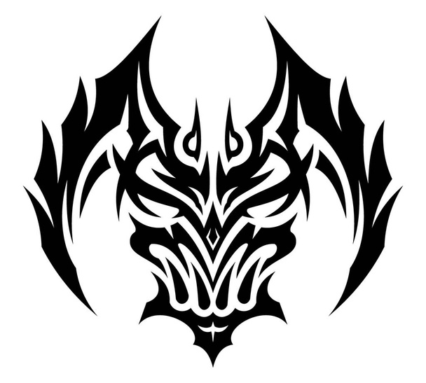 Tattoo design of demon's face for tattoo art, artistic art, symbol and sign, logo or sticker and etc. - Vector, Image