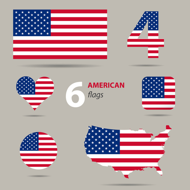 Collection of American flags in different shapes - Wektor, obraz