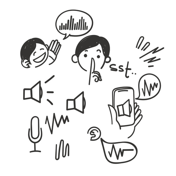 Handgezeichnetes Doodle Einfaches Stimmenset - Vektor, Bild