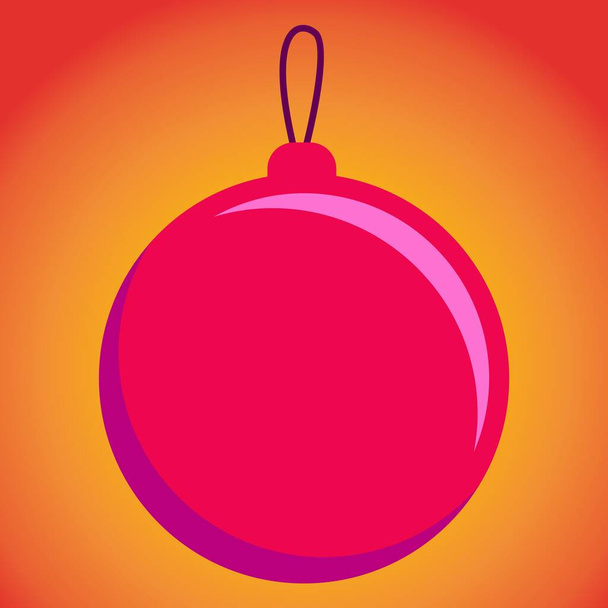 Christmas toy: red ball on a string - Vector, afbeelding