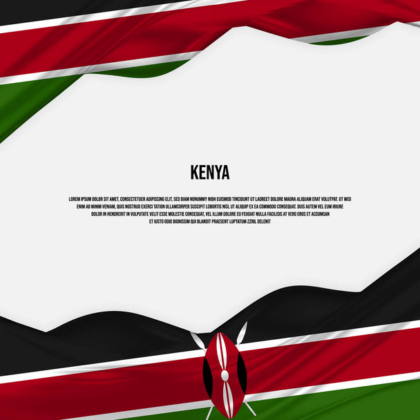 Desenho da bandeira do Quénia. Acenando bandeira queniana feita de cetim ou tecido de seda. Ilustração vetorial. - Vetor, Imagem
