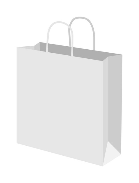 Bolsa de papel de compras plantilla vector ilustración (en blanco ) - Vector, Imagen