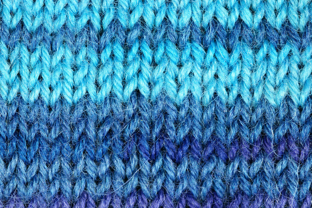 Knitted blue woolen pattern material - Photo, Image
