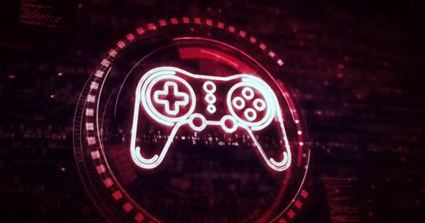 Esport retro video game pad and digital sport gaming symbol digital concept. cyber technology and computer background abstract 3d animation. - Footage, Video