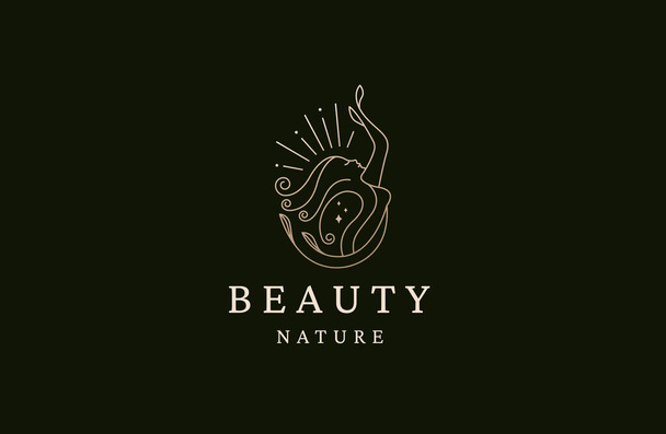 Natural beauty women tree leaf logo icon design template flat vector - Vektör, Görsel