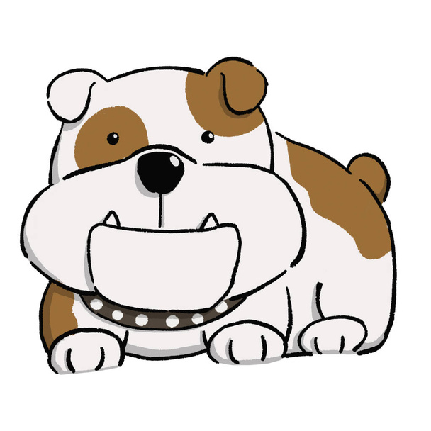 Illustration design of a hand drawn cute baby bulldog cartoon style isolated on white background with clipping path. - Foto, Imagem