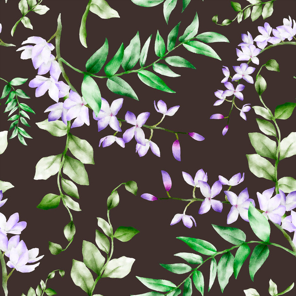 Elegant floral seamless pattern with purple flower - Wektor, obraz