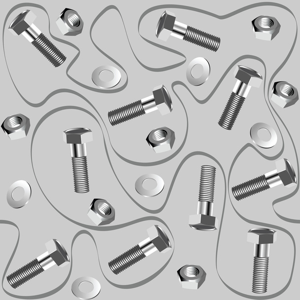 Seamless background with bolts and nuts - Vector, Image