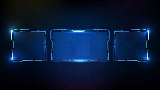 abstract futuristic background of blue glowing technology sci fi frame hud ui - Vector, Image