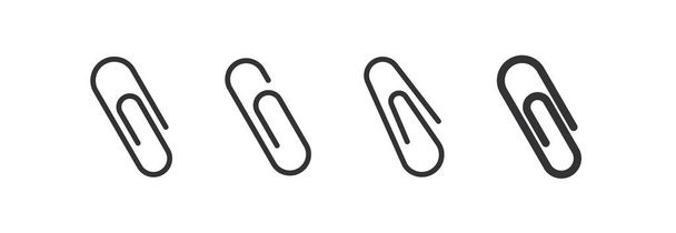 Paper clip icon set. Metal clip illustration symbol. Sign document staple vector flat.  - Vector, Image