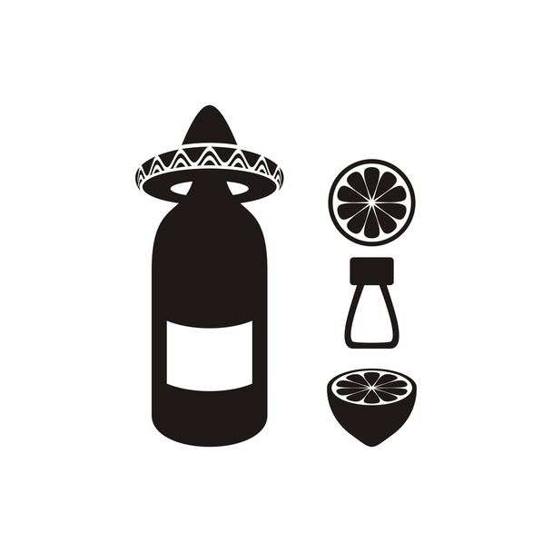 Tequila with lemon and salt - Vector, Image