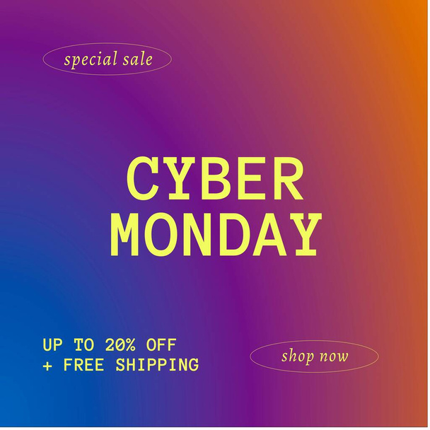 Image of cyber monday on blue, pink and orange background. Online shopping, sales, promotions, discount and cyber monday concept. - Foto, Imagem