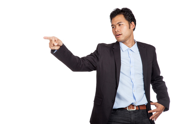 Asian businessman unhappy  point to something - Фото, зображення