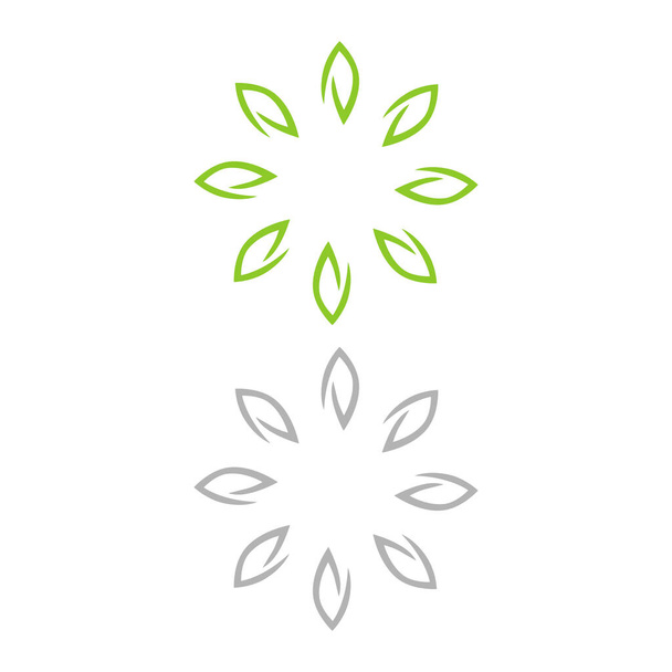 緑の葉は白で隔離されたサイン、シンボル、ロゴを設定 - ベクター画像