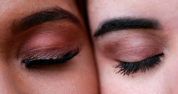 Two beautiful diverse women eyes macro close-up, diversity - Fotoğraf, Görsel