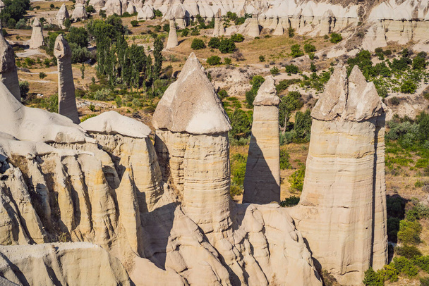 Unique geological formations in Love Valley in Cappadocia, popular travel destination in Turkey. - Zdjęcie, obraz