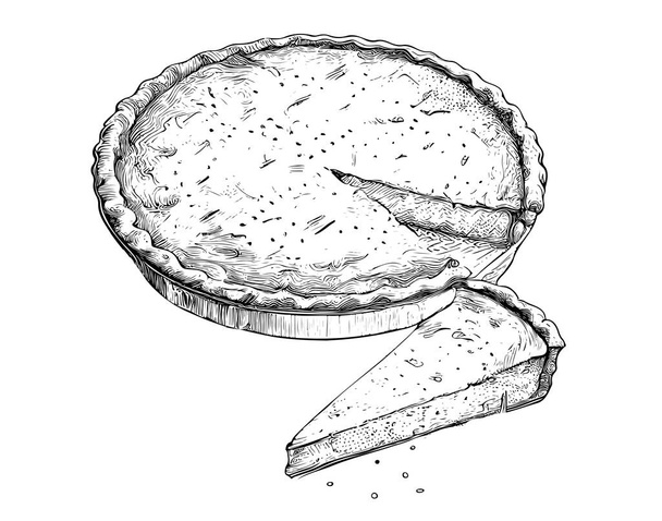 Corn Pie Skizze handgezeichnet Lebensmittel Restaurant Geschäftskonzept. Vector Illustration. - Vektor, Bild