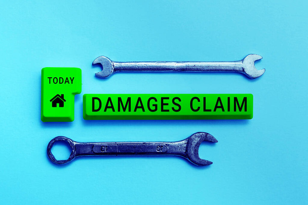Conceptual display Damages Claim, Üzleti áttekintés Igénykompenzáció Perigate Insurance File Suit - Fotó, kép