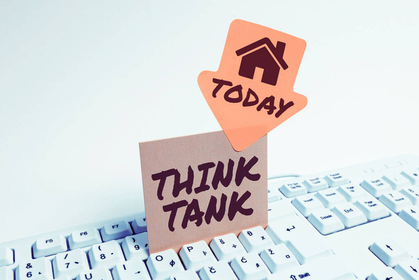 Wyświetlacz koncepcyjny Think Tank, Business showcase Myślenie o innowacyjnych cennych rozwiązaniach Pomyślne pomysły - Zdjęcie, obraz