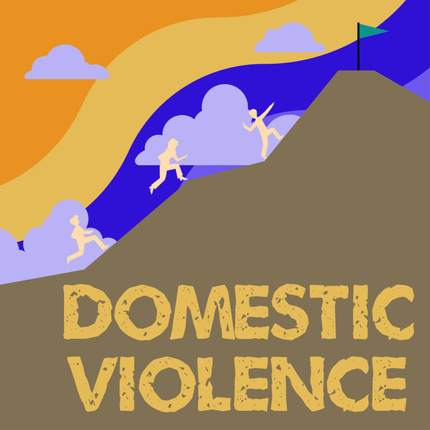 Текстовый знак, показывающий насилие в семье, слово, написанное о жестоком или оскорбительном поведении, которым руководит одна семья или член семьи - Фото, изображение