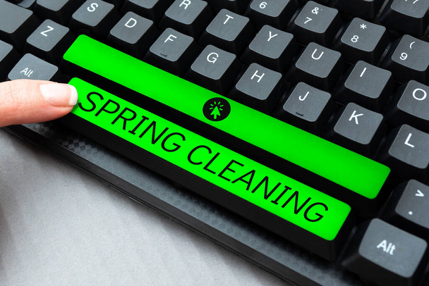 Tekst bijschrift presenteren Voorjaarsschoonmaak, Business overview praktijk van grondig schoonmaken huis in het voorjaar - Foto, afbeelding